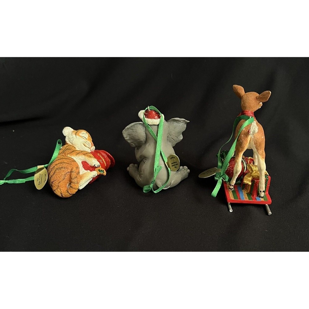 Danbury Mint Christmas Ornaments Lot of 3 Baby Animals Fawn Elephant Tiger Cub - Picture 2 of 7
